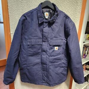 Men's Carhartt XL Heavy Coat, Quilted Lining, Blue Navy, RN 14806, No Hood Work